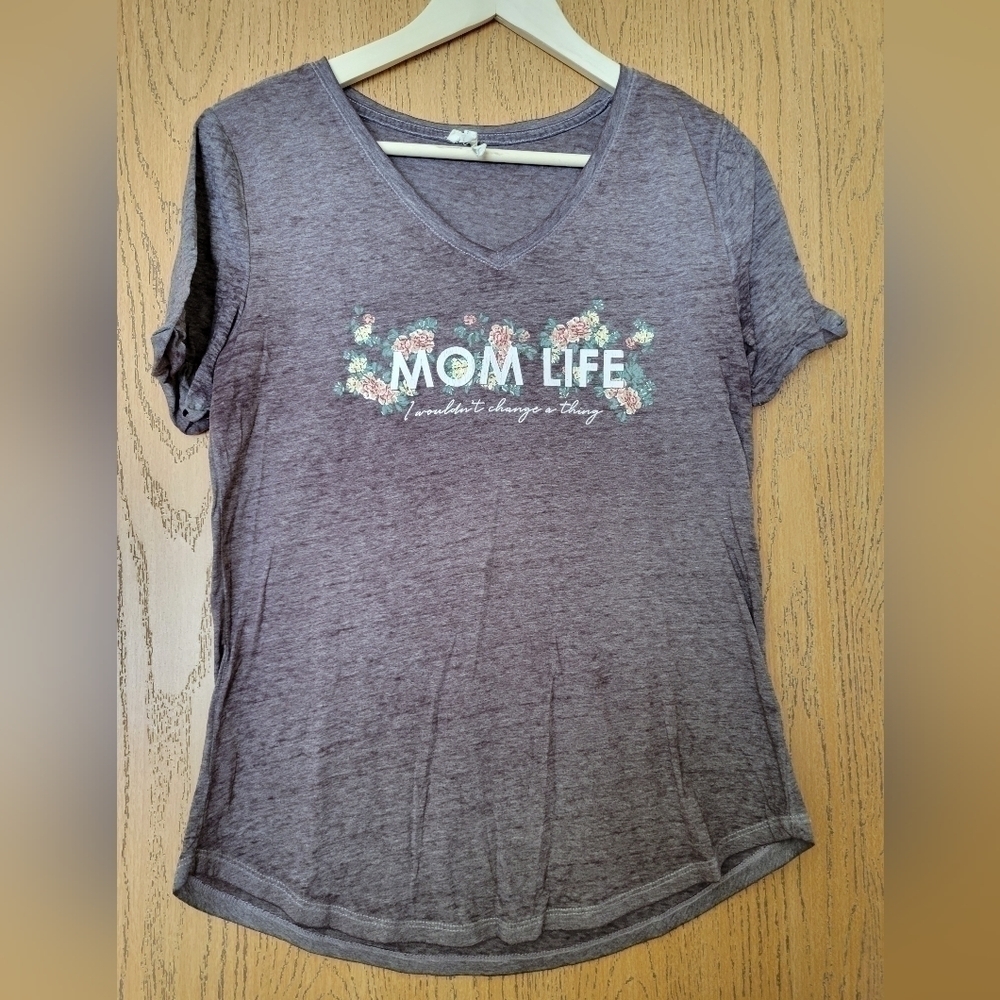 Maurices "Mom Life"Life" heathered purple burnout t-shirt S